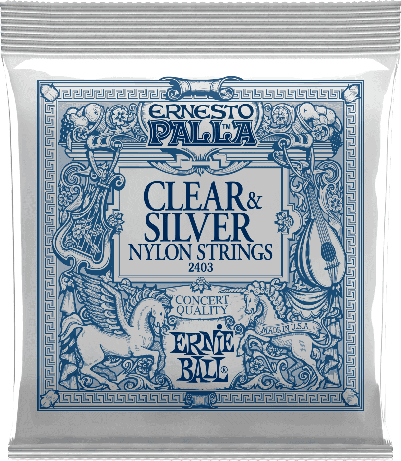 Ernie Ball Ernesto palla nylon clair-métal argenté