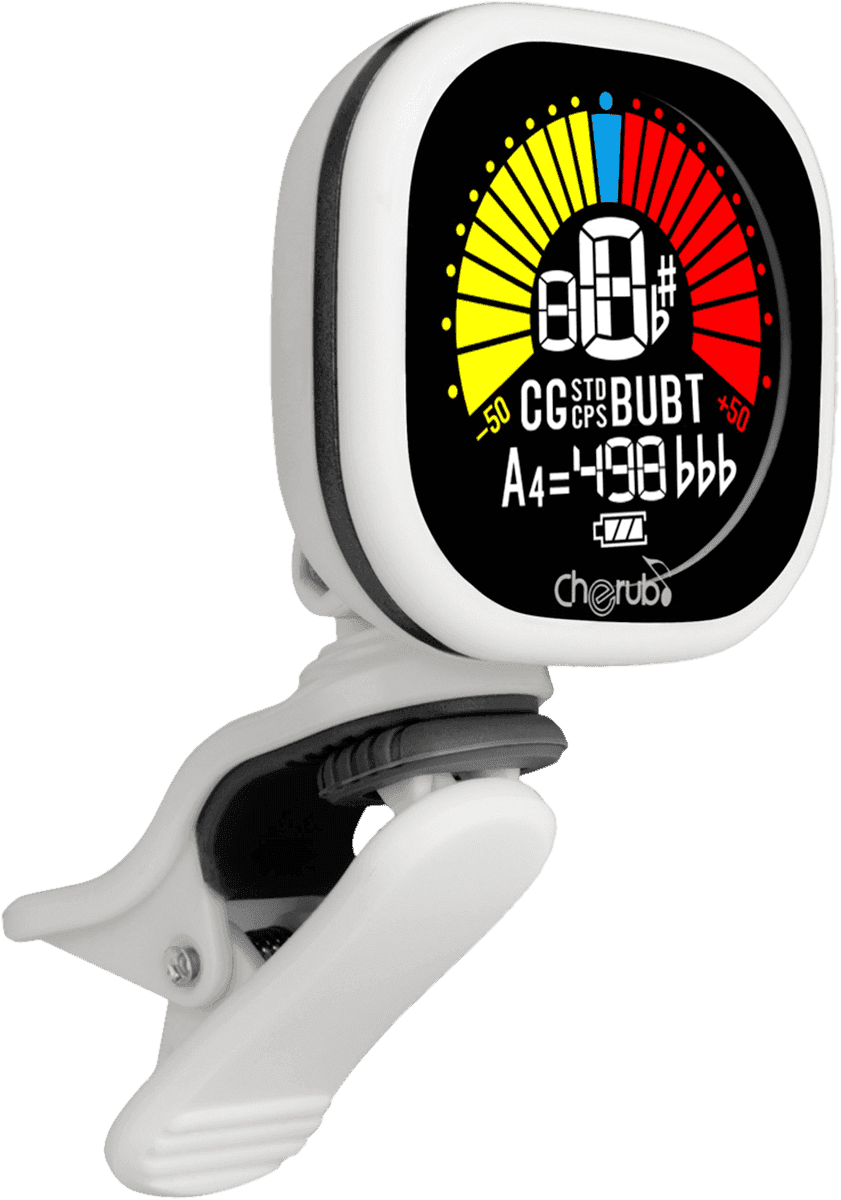 Cherub Accordeur pince CAB guitare - batterie rechargeable - blanc