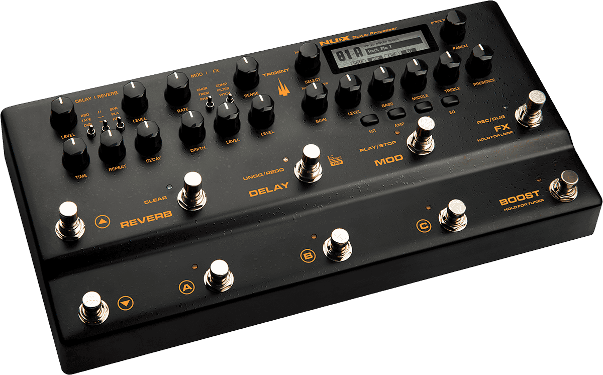 Nux Multi-effet guitare Trident 10 switchs, 10 blocs effets, MIDI, looper
