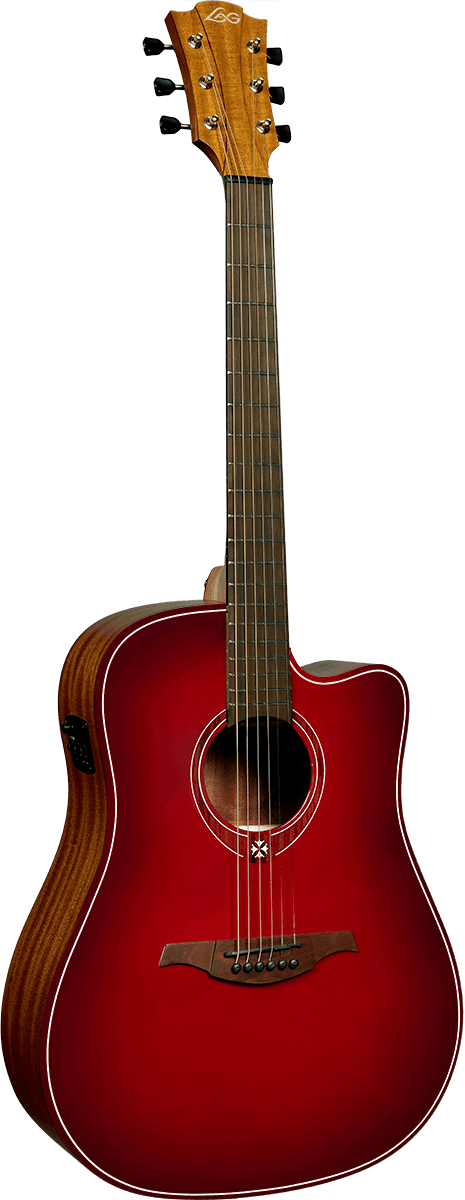 Lâg Tramontane Dreadnought Cutaway Electro Special Edition red burst